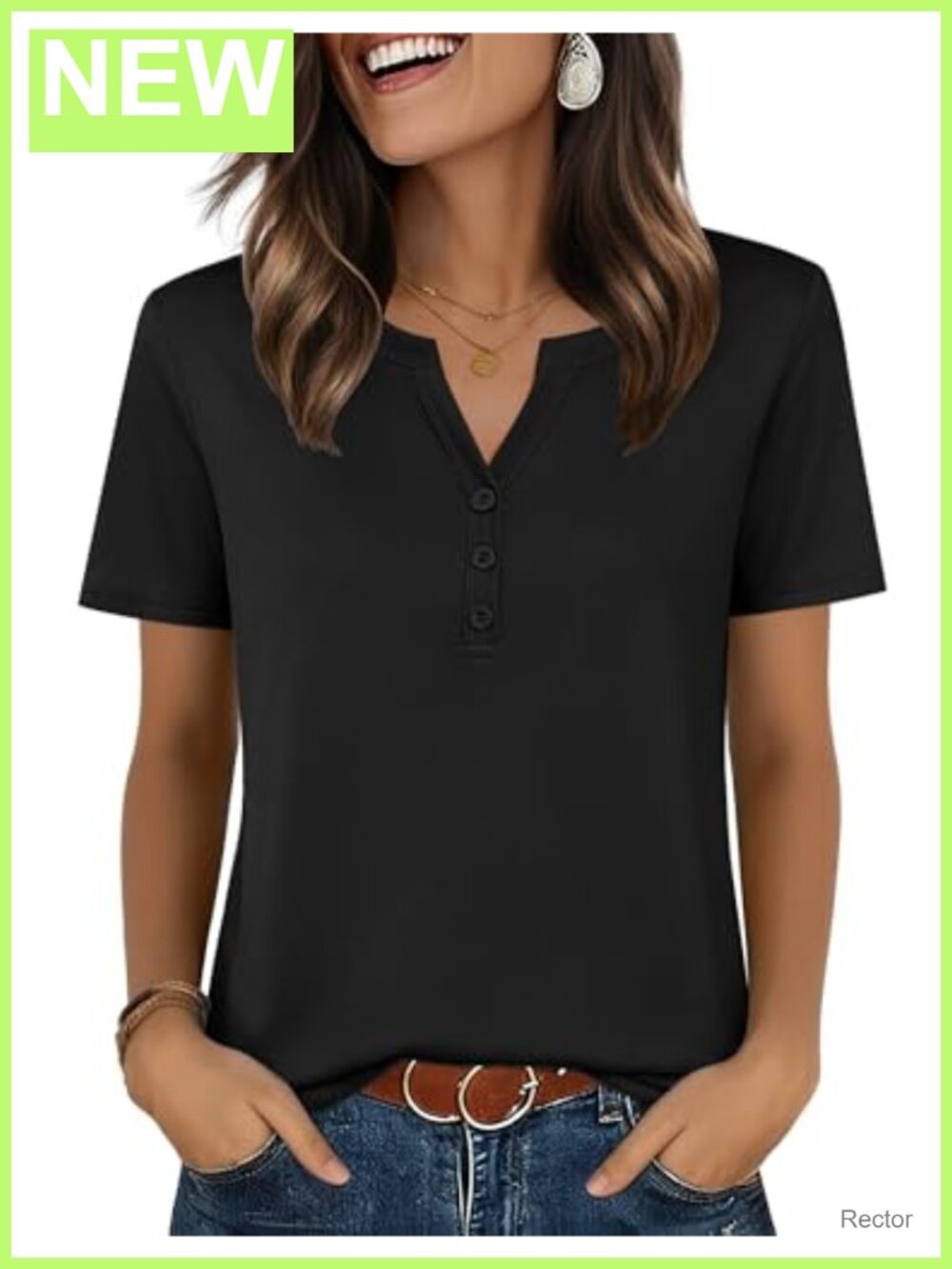 Zeagoo Womens V Neck Short Sleeve Henley Blouse Casual Dressy Top
